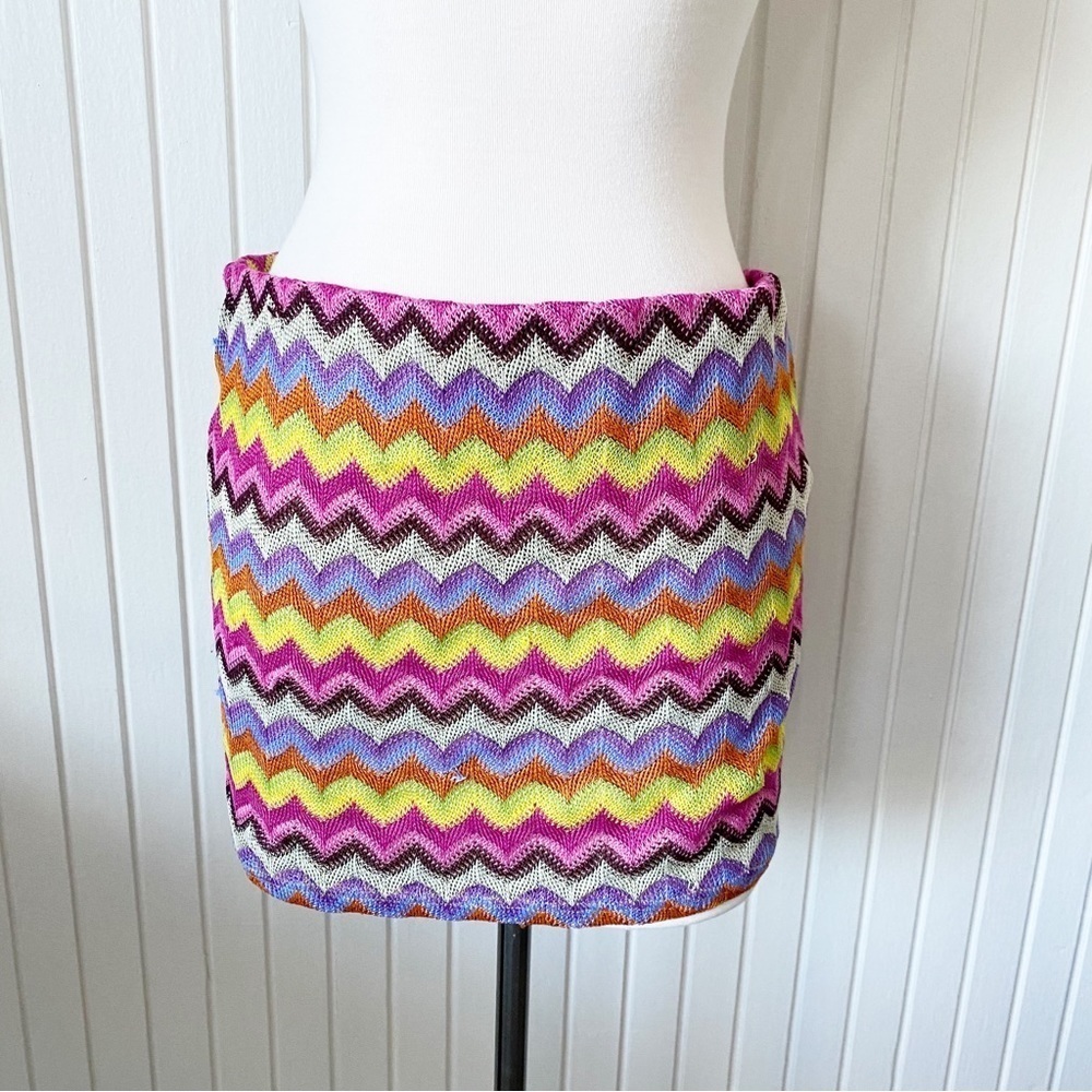 Ark & Co. Multicolored Chevron Knit Mini Skirt Medium